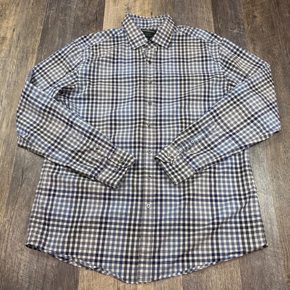 Rodd & Gunn Button Down Shirt Mens 2XL Sports Fit Navy Gingham Italian Fabric